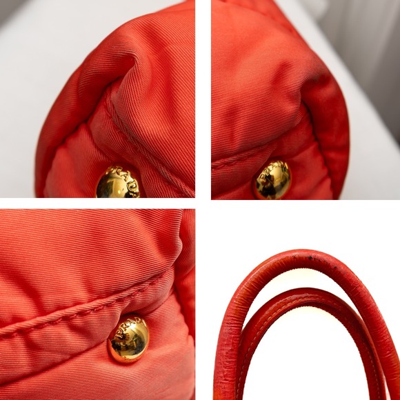 Authentic Prada Quilted Bomber Tessuto Nylon 2 way Tote Bag – Coral Orange - Picture 10 of 10